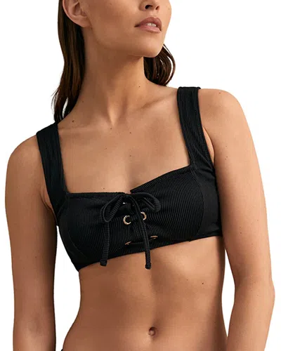Reiss Dee Textured Bikini Top In Black