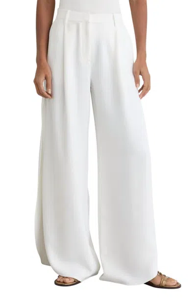Reiss Deena Side Split Wide Leg Trousers In White