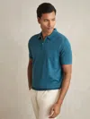 Reiss Deep Teal Blue Maxwell Merino Wool Half-zip Polo Shirt In Blue