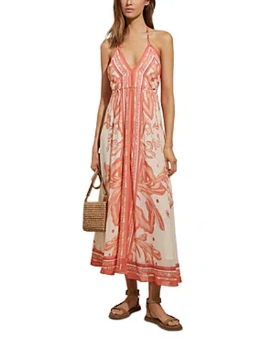 Reiss Delilah Low Back Halter Maxi Dress In Coral