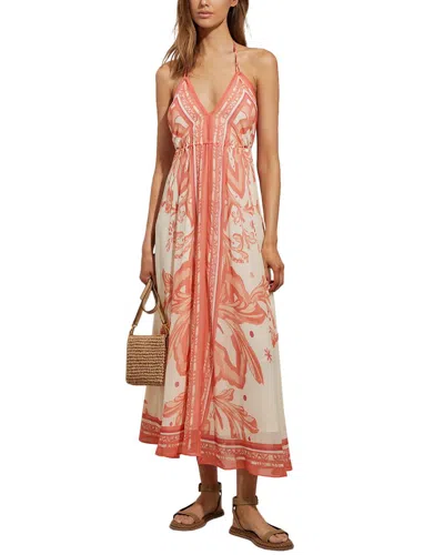 Reiss Delilah Placement Printed Midi Dress In Orange