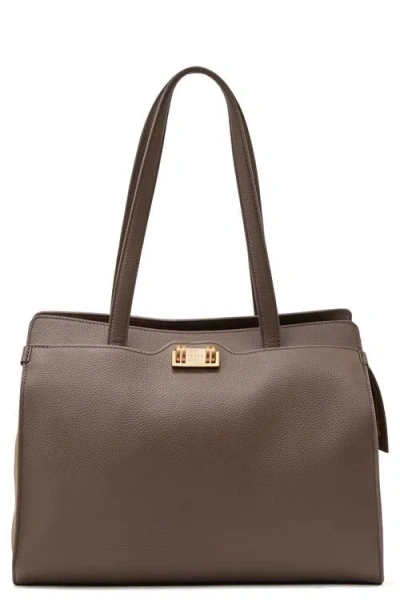 Reiss Delphine Leather Tote In Brown