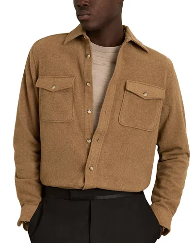 Reiss Demari Twin Pocket Overshirt In Camel
