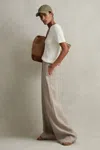 Reiss Light Khaki Demi Petite Linen Wide Leg Garment Dyed Trousers, 8