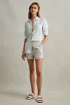 Reiss Oatmeal Linen Garment Dyed Shorts