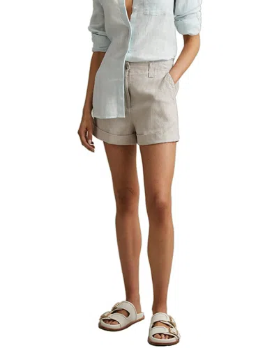 Reiss Demi Garment Dyed Linen Short In Gray