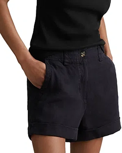 Reiss Demi Garment Dyed Linen Shorts In Navy
