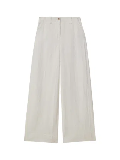 Reiss Demi Wide Leg Garment Dyed Trousers In White