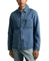 Reiss Light Blue Wash Tore Cotton-denim Button-through Overshirt In Light Blue