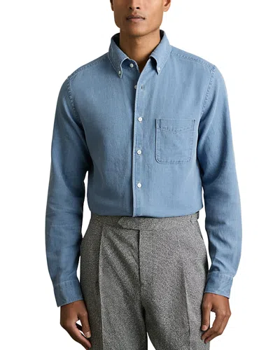 Reiss Denim Pique Shirt In Indigo Blue