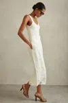 Reiss Ivory Burnout Floral Midi Skirt In Ivory