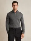 Reiss Derby Grey Marl Blackhall Merino Wool Half-zip Jumper In Gray