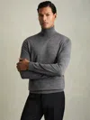 Reiss Derby Grey Marl Caine Slim Fit Merino Wool Roll Neck Jumper In Gray