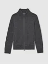 Reiss Derby Grey Melange 13-14 Yrs Merino Wool-blend Zip-through Cardigan In Gray