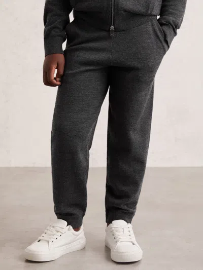 Reiss Kids' Derby Grey Melange 9-13 Yrs Merino Wool Cuffed Joggers In Gray