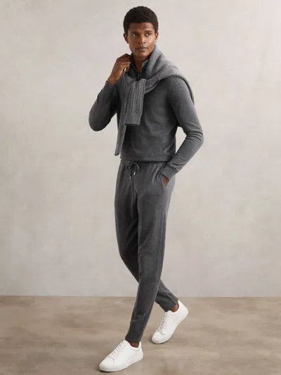 Reiss Derby Grey Melange Billings Merino Wool-blend Cuffed Joggers In Gray