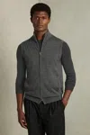 Reiss Derby Grey Melange Merino Wool Zip-through Gilet