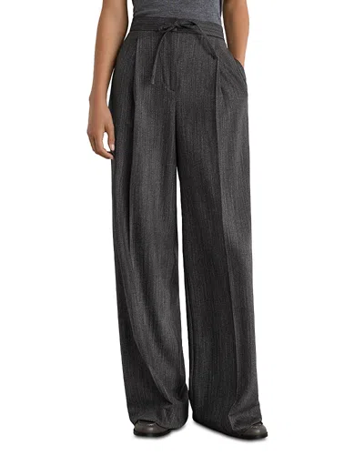 Reiss Derby Wool Blend Wide Leg Pants In Gray