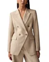 Reiss Neutral Petite Linen-blend Double-breasted Suit Jacket In Neutral