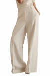 Reiss Devon High Waist Wide Leg Pants In White