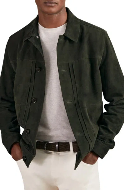 Reiss Devonshire Suede Worker Jacket In Green