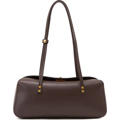 Reiss Devora Leather Shoulder Bag In Brown