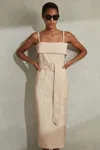 Reiss Stone Cargo Belted Midi Dress In Stone