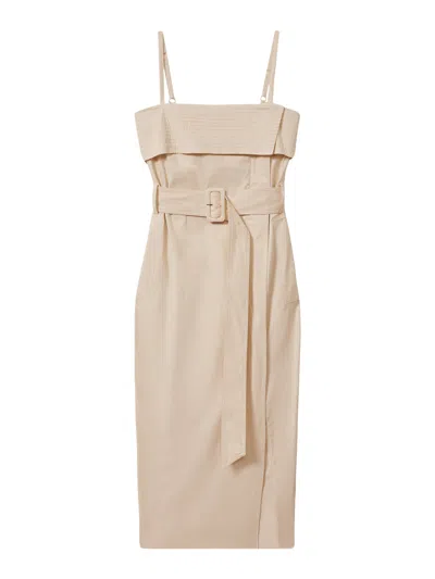 Reiss Dhalia Cargo Belted Midi Dress In Stone
