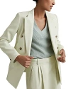 Reiss Mint Double Breasted Linen Blend Suit Blazer In Mint