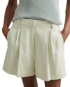 Reiss Dianna Linen-blend Pleated Short In White