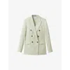 Reiss Mint Double Breasted Linen Blend Suit Blazer In Mint