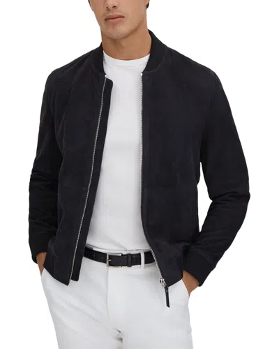 Reiss Dilan Suede Zip Through Jacket In Black