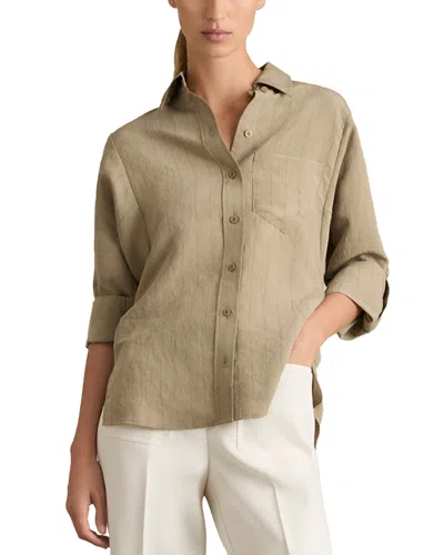 Reiss Dinah Woven Button Front Shirt In Khaki