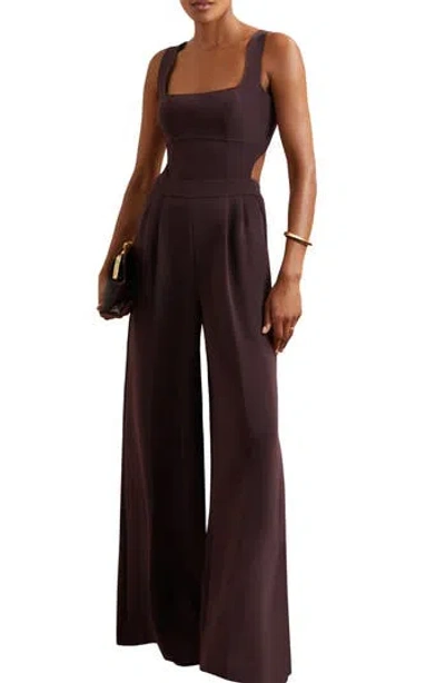 Reiss Burgundy Wide-leg Cut-out Jumpsuit In Brown