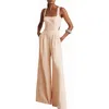Reiss Dion Sleeveless Wide Leg Jumpsuit In Neutral