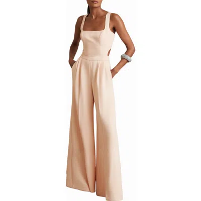 Reiss Dion Sleeveless Wide Leg Jumpsuit In Neutral