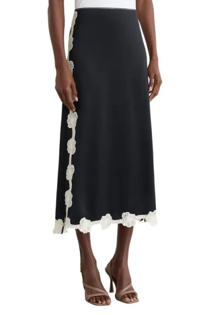 Reiss Doa Embroidered Floral Border Skirt In Blue