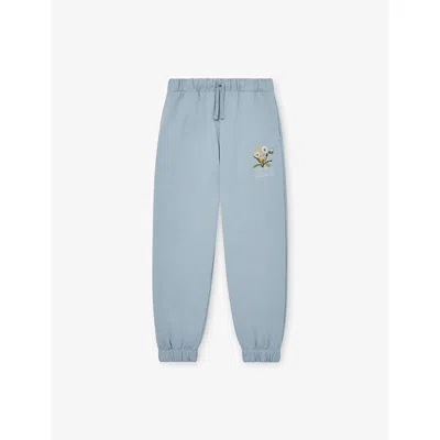 Reiss Kids' Pale Blue Dodd Dandelion-embroidered Cotton-jersey Jogging Bottoms 3-9