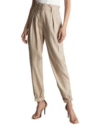 Reiss Dora Linen-blend Cargo Trouser In Neutral