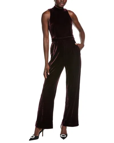 Reiss Dori Velvet Jumpsuit In Brown