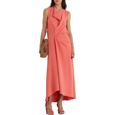 Reiss Dorota Draped Dipped Hem Dress In Red