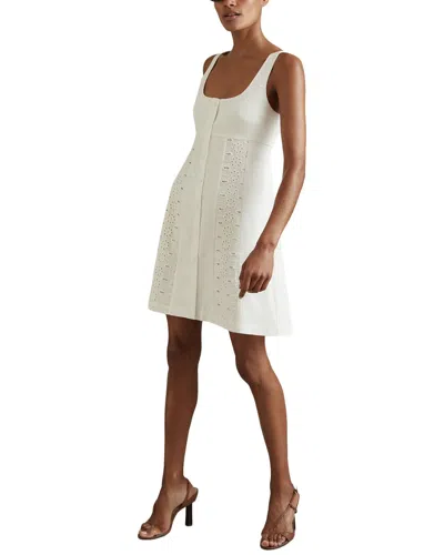 Reiss Dorothea Short Lace Linen Shift Dress In White