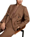 Reiss Double Breasted Blazer In Brown
