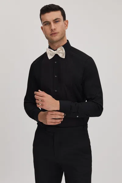 Reiss Double Cuff Slim Fit Double Cuff Tuxedo Shirt In Black