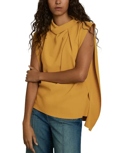 Reiss Drape Neck Shell Top In Yellow