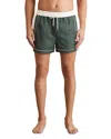 Reiss Mens Dark Green White Cano Colour-block Piped-trim Swim Shorts