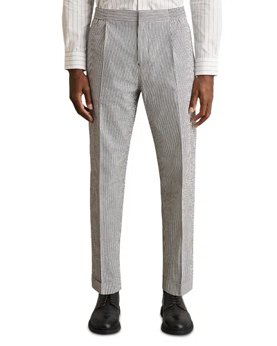 Reiss Drawstring Pinstripe Seersucker Trousers In Multi