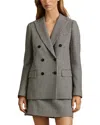 Reiss Black/white Drew Wool Dogtooth Double Breasted Blazer In Black/white
