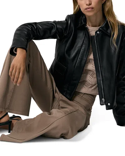 Reiss Drew Leather Jacket In Black