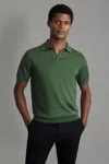 Reiss Duchie - Lizard Green Merino Wool Open Collar Polo Shirt, M